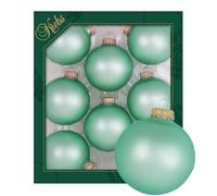 Krebs Glas Lauscha - Décorations de Noël/décorations de sapin de Noël en verre - Boules unies en velours sirène - Quantité : 8 pièces - Couleur : vert clair satiné - Taille : environ 7 cm
