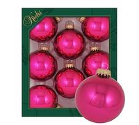 Krebs Glas Lauscha - Décorations de Noël/décorations de sapin de Noël en verre - Boules unies - Quantité : 8 pièces - Couleur : cabernet brillant - Dimensions : environ 7 cm