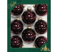 Krebs Glas Lauscha - Décorations de Noël/décorations de sapin de Noël en verre - Boules unies - Quantité : 8 pièces - Couleur : bordeaux - Dimensions : environ 7 cm