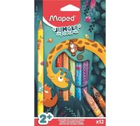 Maped – Crayons de couleur – Jungle Fever – 12 crayons jumbo, ultra vifs, ergonomiques