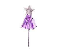 Kreeqe Baguette de fée étoile étincelante pour Halloween - Accessoire magique pour adulte - Accessoire de fête - Paillettes scintillantes - Pompons (violet, taille M)