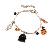 Kreeqe Bracelet d'amitié effrayant style coréen pour Halloween avec breloque citrouille, chauve-souris, fantôme, araignée pour fête d'adulte, Medium, Cristal, Pas de gemme