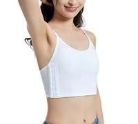 Kreeqe Ceinture de poitrine pour transgenre demi-FTM Binder Trans respirant soutien-gorge de compression bretelles réglables, blanc, Large