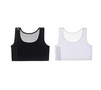 Kreeqe Classeur de poitrine pour Tomboy Half FTM Binder Trans respirant été maille filet milieu crochet latéral fermeture éclair, Lot de 2 crochets latéraux, Medium