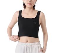 Kreeqe Classeur de poitrine sans couture pour femme, pull transgenre Tomboy invisible FTM Binder Trans Breast Binder Bra Débardeur, noir, Taille S