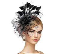 Kreeqe Coiffe vintage romantique avec plumes et papillons pour mariage Noir Taille M