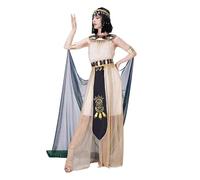 Kreeqe Costume de Cléopâtre exquis pour femmes adultes - Robe de reine égyptienne facile de dernière minute pour Halloween, fête culturelle pop (noir et doré, M)