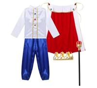 Kreeqe Costume de livre d'histoires de prince royal pour adultes, personnages de livres masculins à se déguiser en royauté magique en blanc classique (blanc, 110 cm)