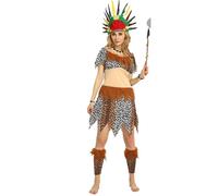 Kreeqe Costume de personne sauvage à imprimé animal tribal frappant pour adulte - Journée nationale des peuples autochtones - Halloween (A, M)