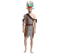 Kreeqe Costume de personne sauvage à imprimé animal tribal frappant pour adulte - Journée nationale des peuples autochtones - Halloween (I, M)