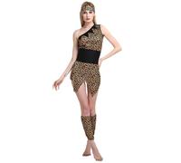 Kreeqe Costume de personne sauvage à imprimé animal tribal frappant pour adulte - Journée nationale des peuples autochtones - Halloween (E, M)