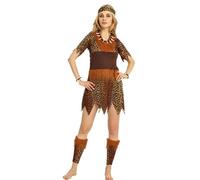 Kreeqe Costume de personne sauvage à imprimé animal tribal frappant pour adulte - Journée nationale des peuples autochtones - Halloween (F, M)