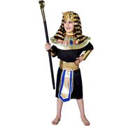 Kreeqe Costume de pharaon royal égyptien pour garçons - Robe de jeu de rôle dernière minute pour Halloween, fête costumée, facile (noir, doré, L)