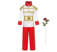 Kreeqe Costume de prince royal charmant avec couronne, sceptre dernière minute, costume d'Halloween facile pour adulte, rôle de personnage de Noël (C-set, L)