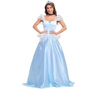 Kreeqe Costume de princesse romaine médiévale bleu ciel radiant pour adulte - Rapide et facile - Dernière minute - Halloween (azur, M)