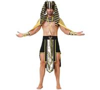 Kreeqe Costume de roi pharaon frappant pour homme - Costume d'Halloween Alpha pour homme - Costume de costumade de la Grèce romaine antique (doré, taille L)