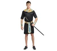Kreeqe Costume d'Halloween exquis pour adulte - Costume de pharaon pour femmes - Tenue de Cléopâtre - Ensemble de jeu de rôle de l'Égypte ancienne (adulte, noir, homme, taille L)