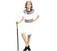 Kreeqe Costume d'Halloween frappant de dernière minute pour couple facile de pharaon Cléopâtre Tenues pour adultes et adolescents Jeu de rôle sur scène (enfants-blanc-pharaon, taille M)