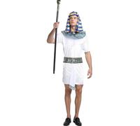 Kreeqe Costume d'Halloween frappant de dernière minute pour couple facile de pharaon Cléopâtre Tenues pour adultes et adolescents Jeu de rôle sur scène (adulte, blanc, pharaon, taille L)