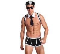 Kreeqe Costume d'Halloween sensuel grande taille pour homme - Ensemble de docteur de police - Style majordome - Jeu de rôle pour adulte - Boîte de nuit (20209, M)