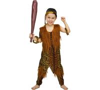 Kreeqe Costume d'homme des cavernes à imprimé léopard vif - Tenue sauvage primitive simple de dernière minute - Pour fête d'Halloween - Pour adolescents et adultes (léopard, L)