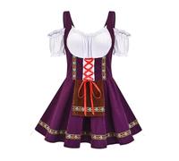 Kreeqe Costume flatteur de bière pour fille, robe de soubrette pour femme, tenue de fête façonnante (W31643-violet, 4XL)