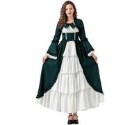 Kreeqe Élégante robe gothique médiévale pour femmes - Robe de dernière minute pour Halloween, cosplay, grande taille (vert noirâtre, taille S)