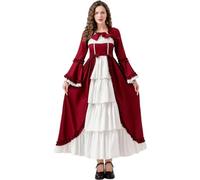 Kreeqe Élégante robe gothique médiévale pour femmes - Robe de dernière minute pour Halloween, costumade - Grande taille (bordeaux, taille XXL)