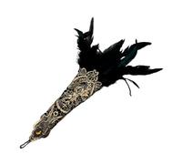 Kreeqe Enchanting Gothic Witch Style Lace Feather Arm Bracelet Diamant Accent Open Design Femme Manches Creuses (Noir, M)