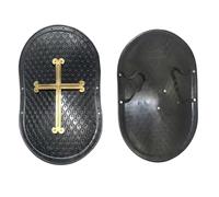 Kreeqe Ensemble d'accessoires de casque épique viking romain médiéval pour adulte, Halloween, cosplay, jeu de rôle (noir, bouclier croisé, taille M)