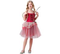 Kreeqe Ensemble de costume de fée enchanteur de princesse de dernière minute pour Halloween - Tenue de costumade magique pour adolescents et adultes (rouge, 140 cm)