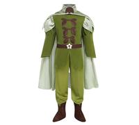 Kreeqe Ensemble de costumes complets de prince grenouille vibrant comprenant un haut pantalon, une cape, des couvre-chaussures, une couronne, un adolescent pour adulte, déguisement d'Halloween (lot de