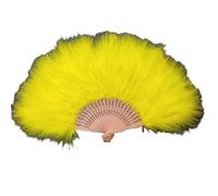 Kreeqe Éventail exquis en plumes naturelles pour adultes - Accessoires photo de Noël et d'automne - Défilé de mode (25-jaune, M)