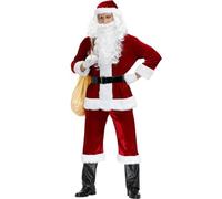 Kreeqe Jolly Ensemble complet de Père Noël pour adulte avec chapeau, barbe, bottes de Noël, jeu de rôle, tailles M à 4XL (ensemble Père Noël, L)