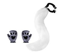Kreeqe Kit de transformation de renard authentique avec masque, gants et queue, fait à la main, plusieurs couleurs au choix pour adulte (blanc, trois pièces, taille M)