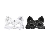 Kreeqe Lot de 2 superbes demi-masques élégants de style vénitien avec motif renard pour les fêtes costumées, Halloween et Noël (lot de 2), taille M