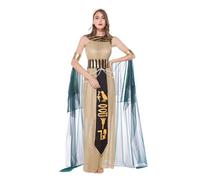 Kreeqe Magnifique costume d'Halloween de pharaon de Cléopâtre déesse grecque, costume de dernière minute facile pour femmes - tenue fantastique (femme, taille L)