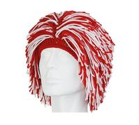 Kreeqe Perruque homme sauvage pour Noël, Halloween, chapeau farfelu automne hiver bonnet chaud pour femme et homme accessoire de fête (rouge-blanc, S)