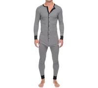 Kreeqe Pyjama doux à rayures pour homme, vêtements de détente d'hiver sexy, vêtements d'intérieur confortables pour les nuits froides, parfait pour un rendez-vous en hiver, gris, taille XL