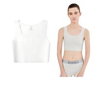 Kreeqe Soutien-gorge de sport transgenre FTM pour femme - Respirant et doux pour la peau, blanc, Taille L