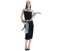 Kreeqe Superbe costume de pharaon de Cléopâtre unisexe pour adulte - Tenue de fête d'Halloween égyptienne dernière minute (noir-reine longue, M)