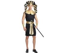 Kreeqe Superbe costume de pharaon de Cléopâtre unisexe pour adulte - Tenue de fête d'Halloween égyptienne dernière minute (pharaon-roi, taille M)