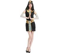 Kreeqe Superbe costume de pharaon de Cléopâtre unisexe pour adulte - Tenue de fête d'Halloween égyptienne dernière minute (noir-queen, taille M)