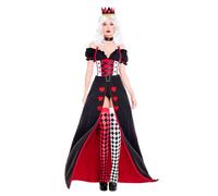Kreeqe Superbe costume de reine rouge pour adulte inspiré du livre d'histoires - Robe de fête pour femme, Halloween, Noël, Nouvel An (rouge, taille M)