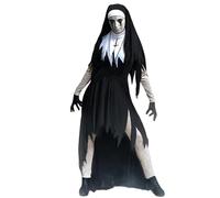 Kreeqe Superbe robe d'Halloween noire facile de dernière minute - Costume gothique, fantôme, mariée, vampire, cygne mystérieux, cape pour jeu de rôle (89334, L)