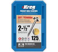 Kreg - 125 vis galvanisés - 8 x 64 mm - filetage épais - Maxi-Loc carré