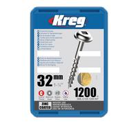 Kreg SML-C125-1200 Vis pour trous borgnes 4,0 x 32 mm 1200 pièces Filetage grossier Maxi-Loc Zingué pour bois