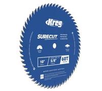 Kreg SureCut KSB10FF60 Lame de scie à pointe en carbure de tungstène 60 dents pour une coupe fluide Revêtement anti-vibration et anti-adhésif Coupe fine et fonctionnement silencieux pour scie à onglet