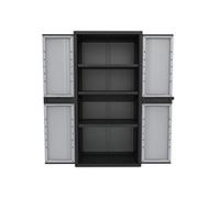 Kreher Armoire en plastique XXL avec 3 sols et portes verrouillables réglables. Dimensions en cm : 89,7 x 53,7 x 180 cm