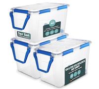 Kreher Boîte de rangement 100 litres avec couvercle, étanche, résistante à la poussière, transparente et empilable, sans BPA et sans substances nocives, boîte en plastique robuste avec joint en
